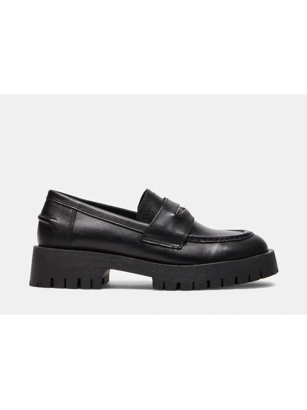 Steve Madden Black Lug Sole Penny Loafers